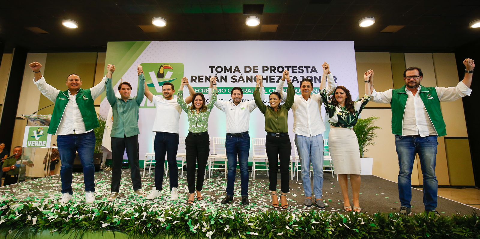 CONVOCA A LA UNIDAD RENÁN SÁNCHEZ TAJONAR AL RENDIR PROTESTA COMO DIRIGENTE DEL PARTIDO VERDE EN QUINTANA ROO