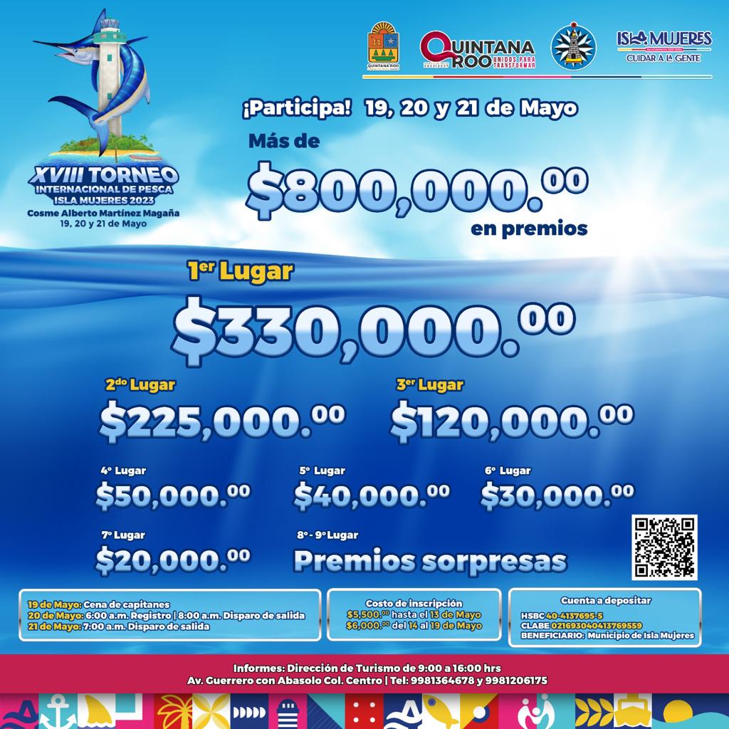 Continúan las inscripciones para el gran Torneo de Pesca de Isla Mujeres “Cosme Alberto Martínez Magaña”