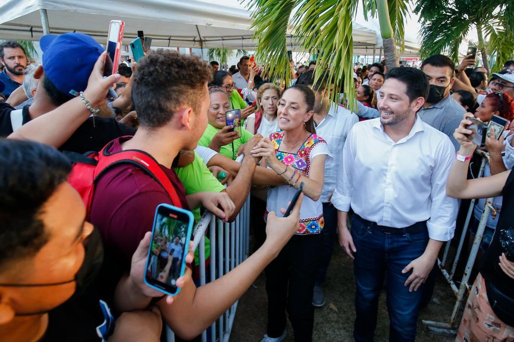 ACOMPAÑA RENÁN SÁNCHEZ A CLAUDIA SHEINBAUM EN SU GIRA POR QUINTANA ROO 