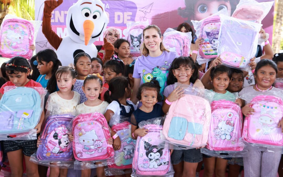 Atenea Gómez Ricalde entrega 4 mil mochilas nuevas en Isla Mujeres