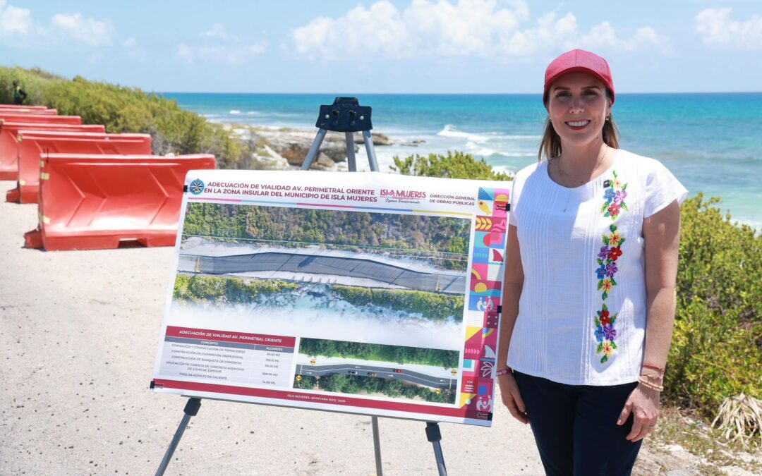 Atenea Gómez Ricalde supervisa avance de obra en la vialidad alterna de la Carretera Perimetral del Mar Caribe