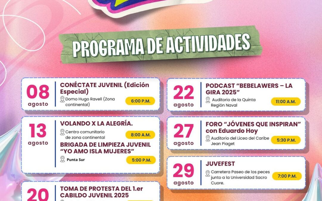 Gobierno de Isla Mujeres anuncia actividades en el marco del Mes de la Juventud