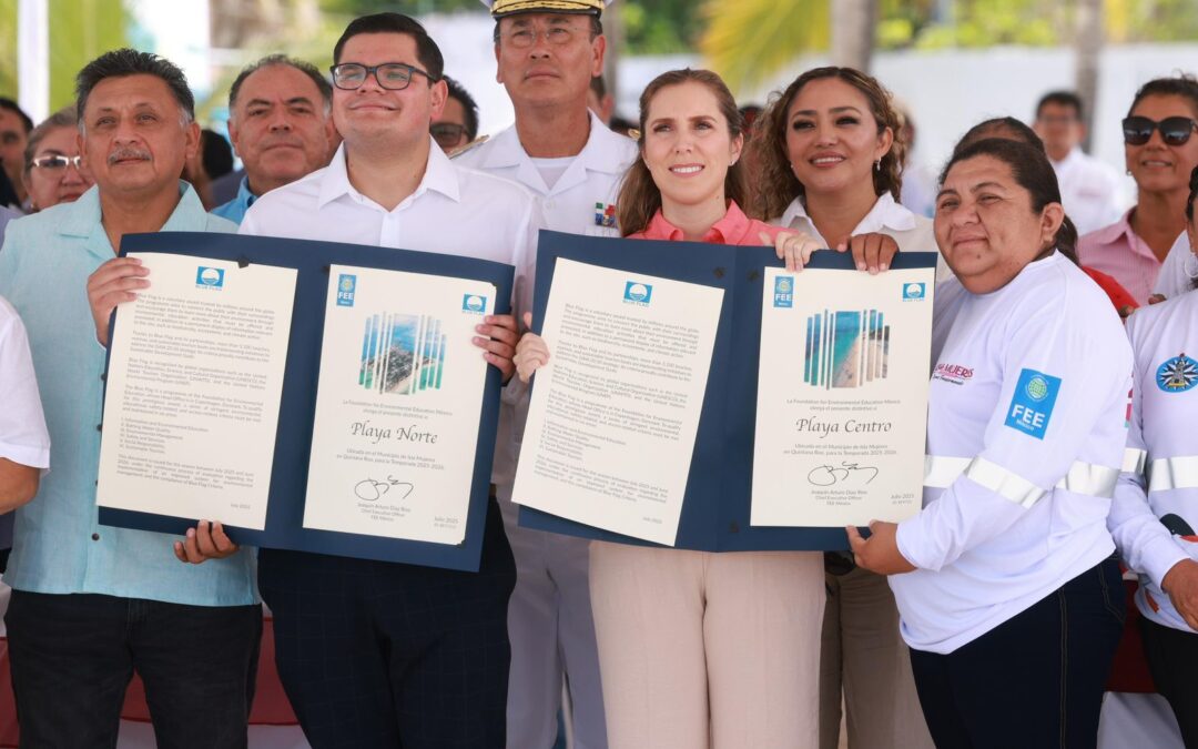 Gobierno de Isla Mujeres ondea con orgullo la Bandera Blue Flag para Playa Centro y Playa Norte