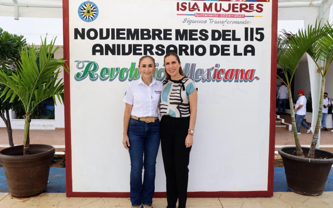 Atenea Gómez Ricalde supervisa el avance del soterramiento de la red eléctrica en el Centro de Isla Mujeres