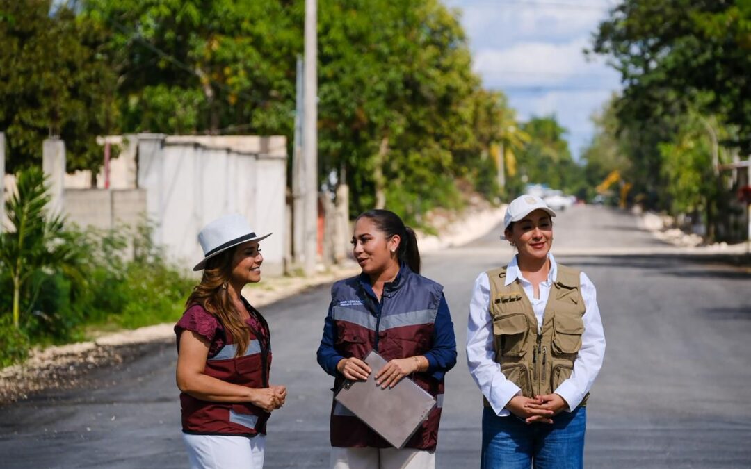 Mara Lezama y Mary Hernández supervisan obras viales con inversión histórica en Felipe Carrillo Puerto