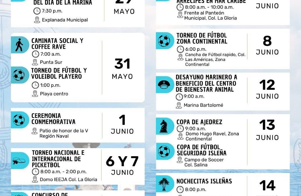 Gobierno de Isla Mujeres anuncia agenda cultural, deportiva y social para conmemorar el Día de la Marina