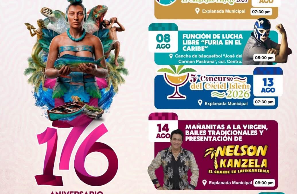 Gobierno de Isla Mujeres invita a celebrar el 176 Aniversario de Fundación con un amplio programa de actividades