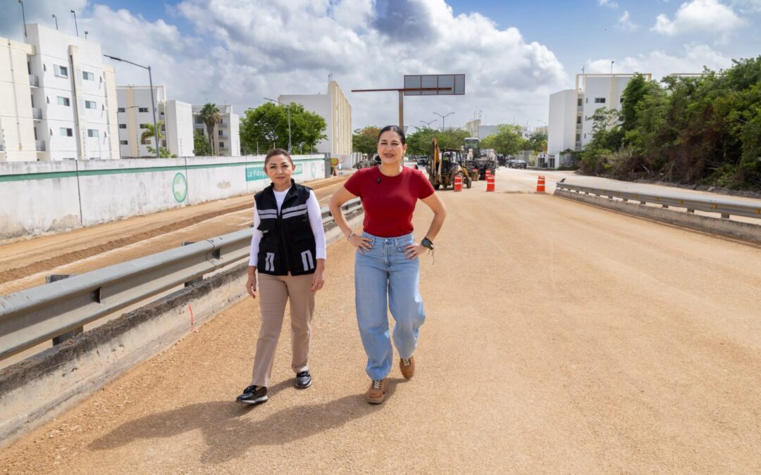 Supervisa Estefanía Mercado obras de repavimentación en puente vehicular y la avenida Flor de Ciruelo