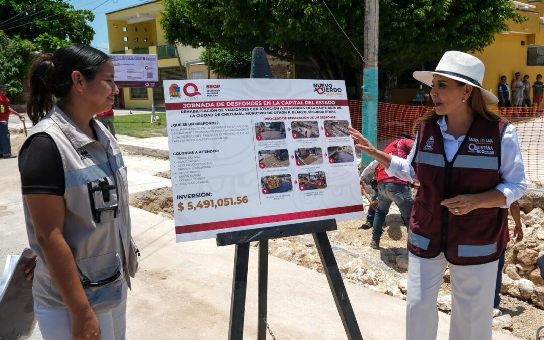 Despliega Mara Lezama programa de atención a desfondes en 8 colonias de Chetumal y resolver un problema de fondo