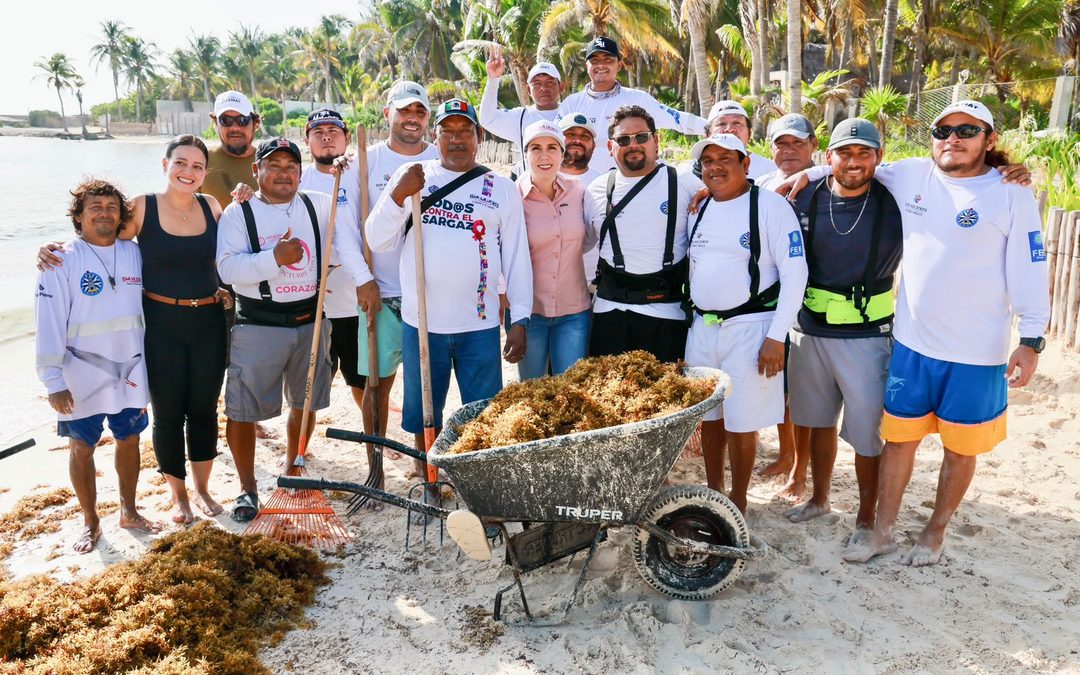Gobierno de Atenea Gómez Ricalde responde con rapidez ante la llegada atípica de sargazo en Isla Mujeres